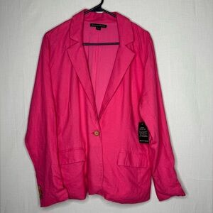 Boston Proper Linen Blend Single Breasted Pink Blazer NWT Office Siren Casual